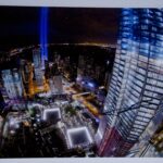 Unique World Trade Center Construction Site High-Quality Framed Photograph signed by Larry Silverstein (Night)